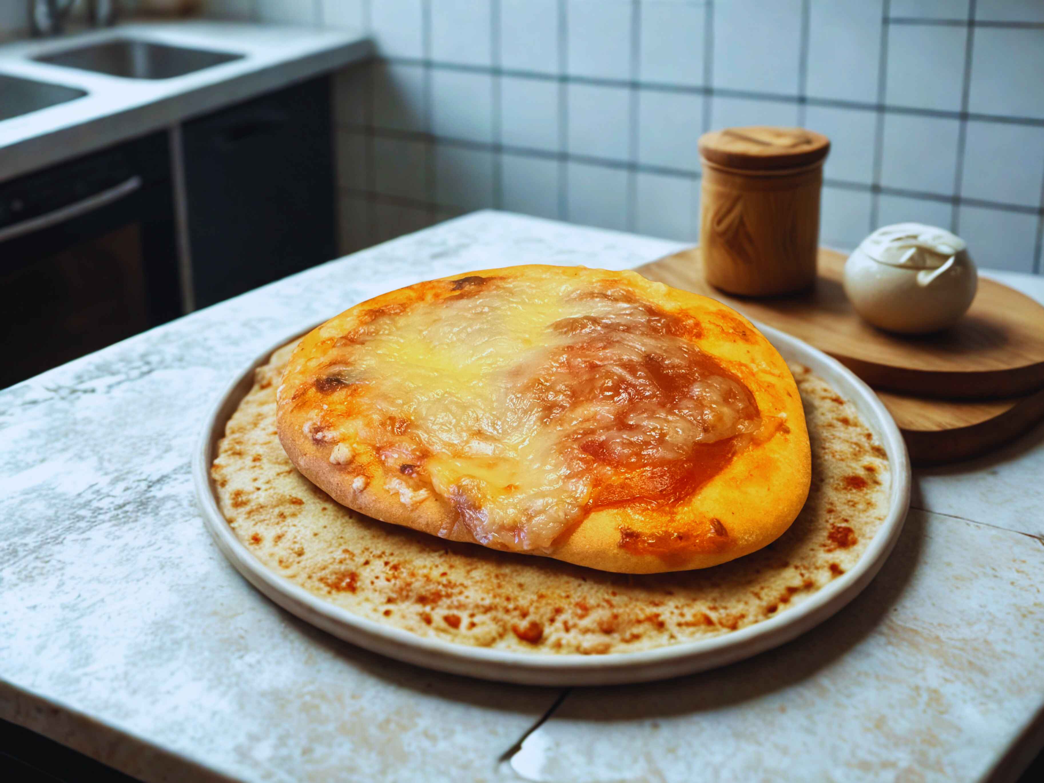 Bułka pizza z sosem pomidorowym